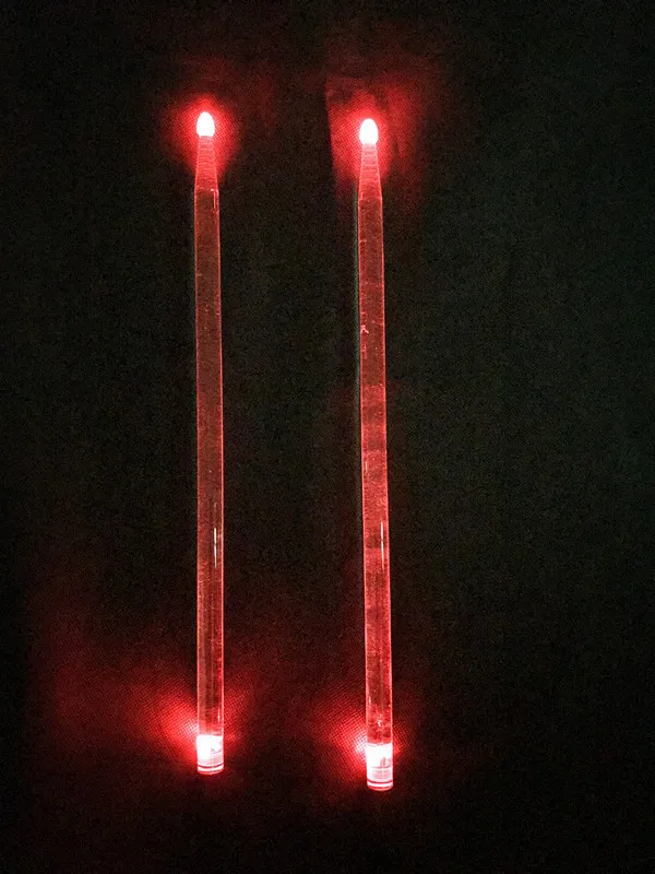 2pcs Acrylic 5A LED Drum Sticks 40cm Glow in The Dark Stage Performance Luminous Jazz Luminous Drumsticks one pair