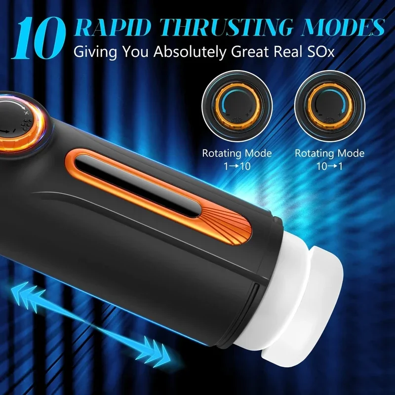 Male Masturbator Automatic With 10 Powerful Vibrating & Thrusting Blowjob Sucking Masturbation Cup Real Vaginal Sex Toy For Men