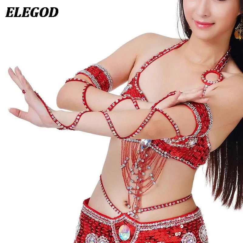 Adults Belly Dance Accessories Sequin Bracelet Snake Sleeves Arm Band with Stretch Wrap Strap Arm Chain Women Belly Dance Wear