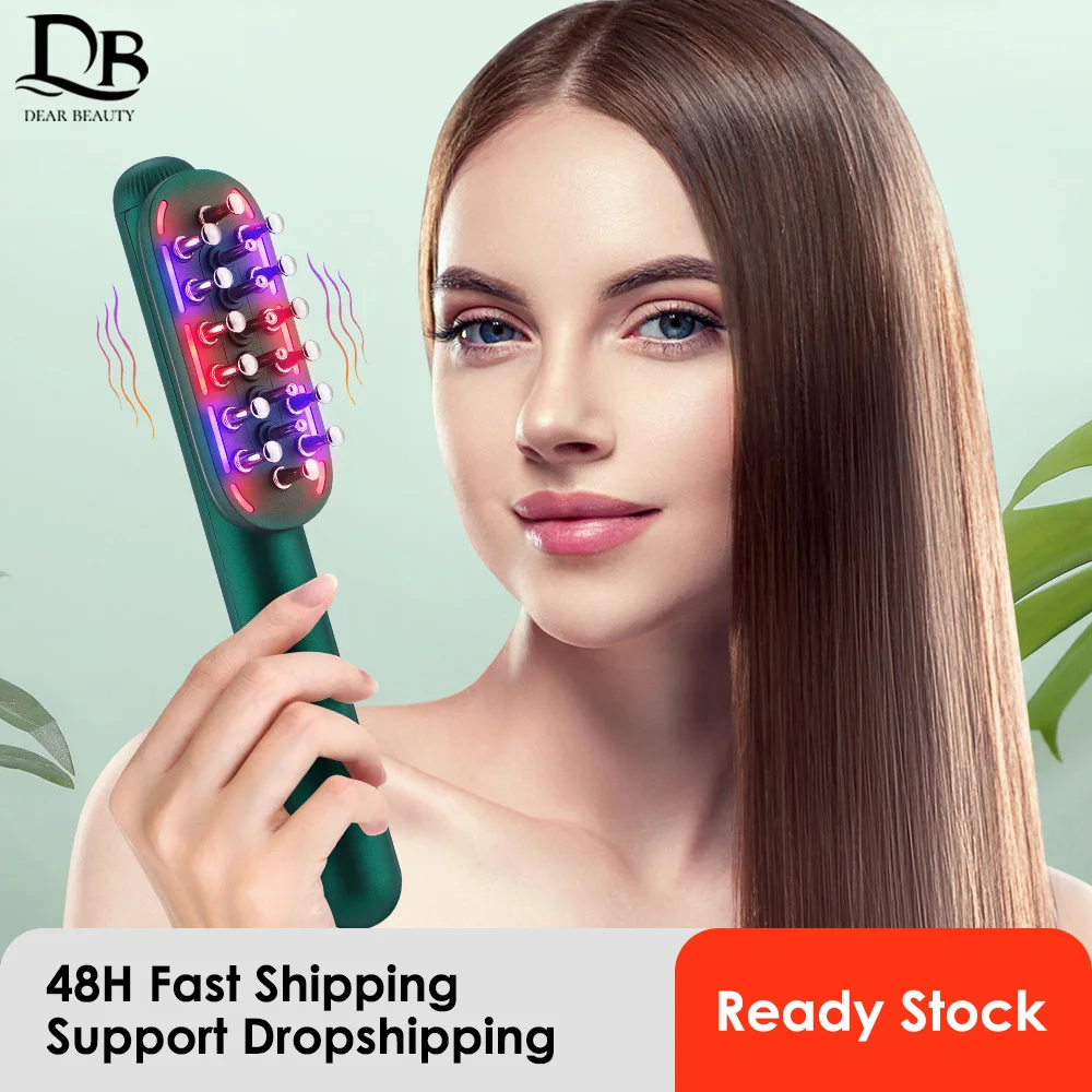 

RF Radio Frequency Hair Care Comb EMS Microcurrent Electric Massage Comb LED Red Purple Light Anti Hair Loss Scalp Care Comb