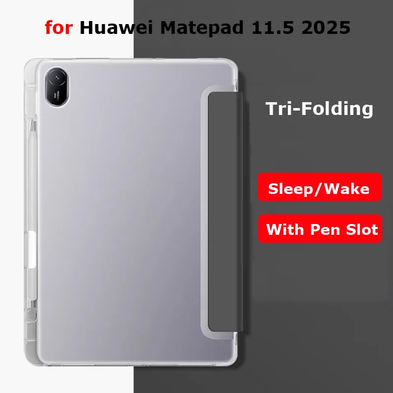 

Case for Huawei Matepad 11.5" 2025 PaperMatte Edition SE 11inch Air 11.5 S Pro 11 10.4 Tri-Fold Soft Case Translucent Back Case