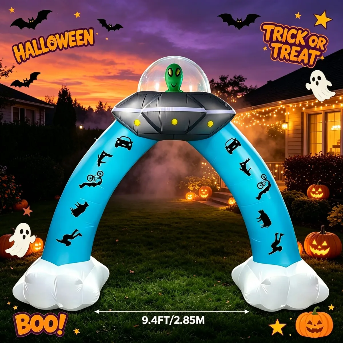Inflatable Toys Halloween Large UFO Alien Arch Figure LED Light For Garden Holiday Display