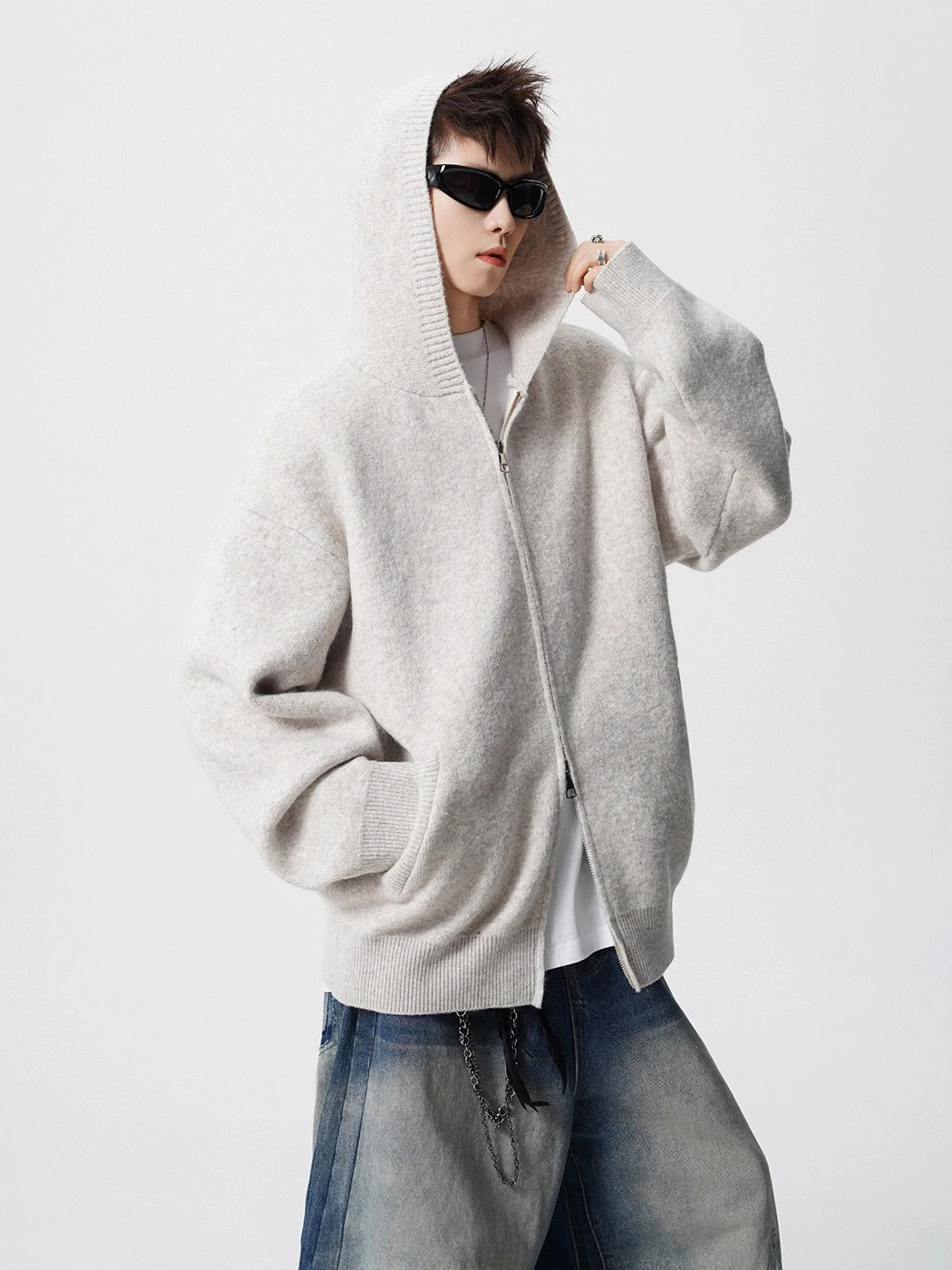 

Extra Large 300 Pou American Loose Lazy Sle Hoodie Knitted Sweater Men Autumn Retro Casual Woolen Coat Jaet for Youth