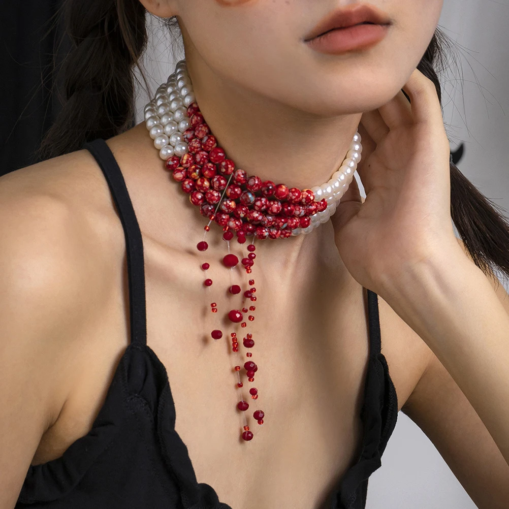 

Gothic Pearl Layered Necklace for Women Elegant Vintage Clavicle Chain Fashionable Neck Jewelry Women Necklace