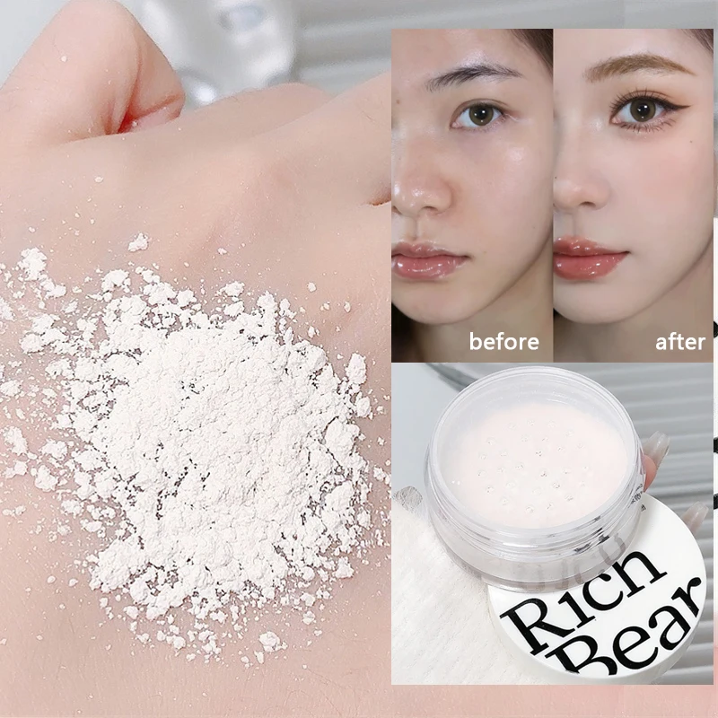 Polvo suelto para cara blanca, resistente al agua, Control de aceite, mate, blanco Natural, ajuste transparente, polvo suelto, maquillaje coreano, ilumina la cara