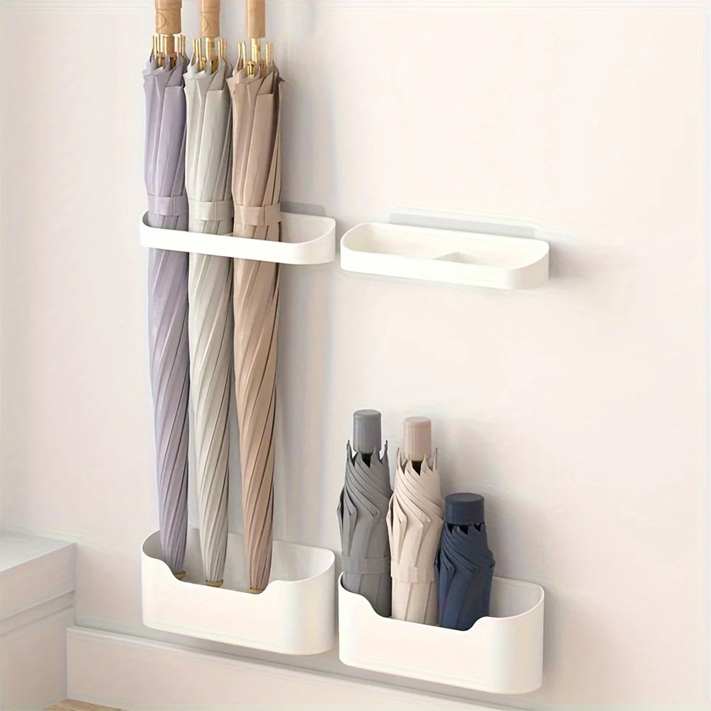 An der Wand montierter Schirmhalter, nagelfreier Verschluss-Stil, multifunktionales Aufbewahrungsregal für Haushaltsschirme, Sonnenschirmhalter