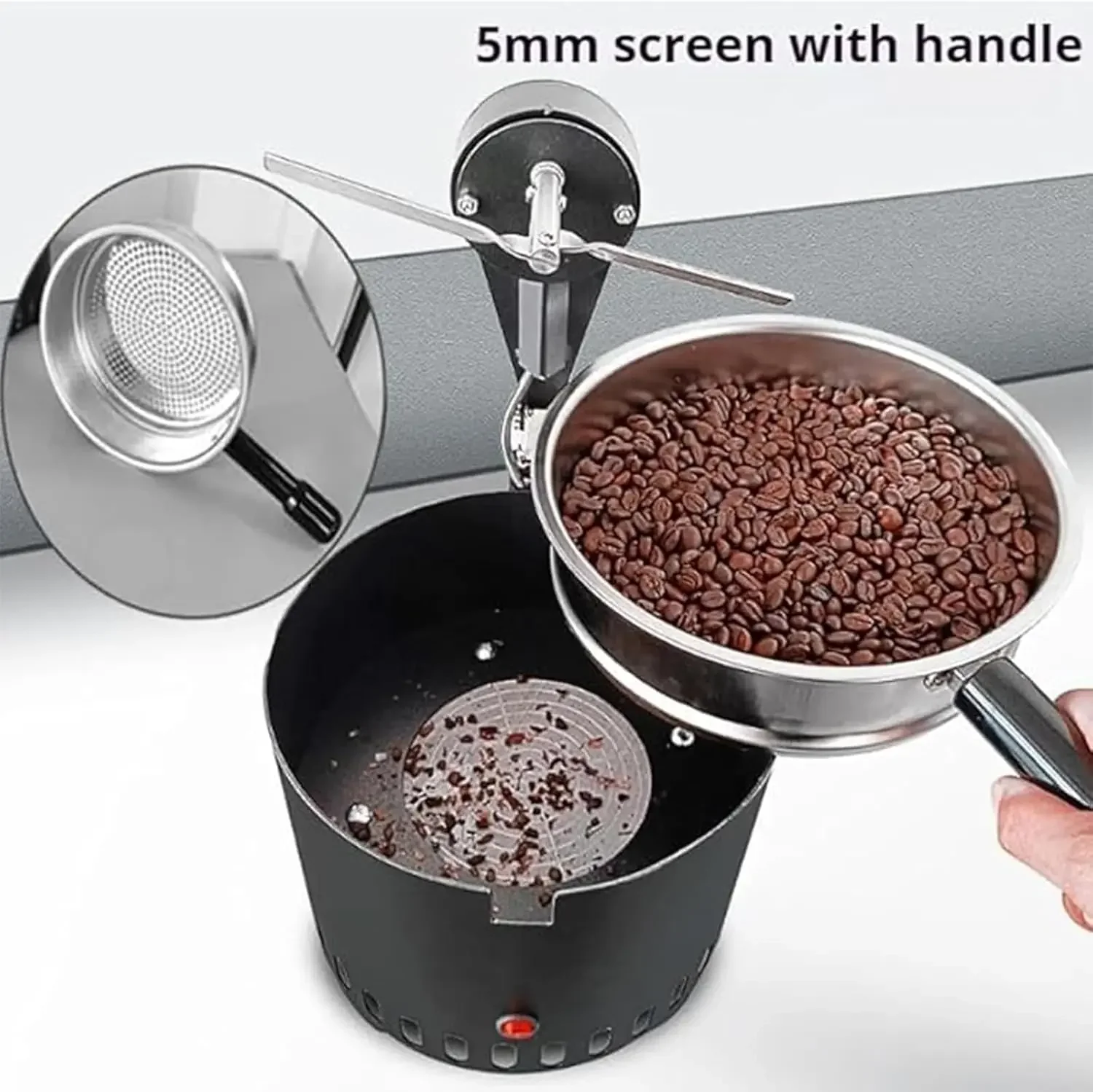 600G Coffee Bean Cooler, Electric Rotary Coffee Bean Cooler, Filter with Handle, 2 Sieve Sizes Optional/can Be Automatically Rot