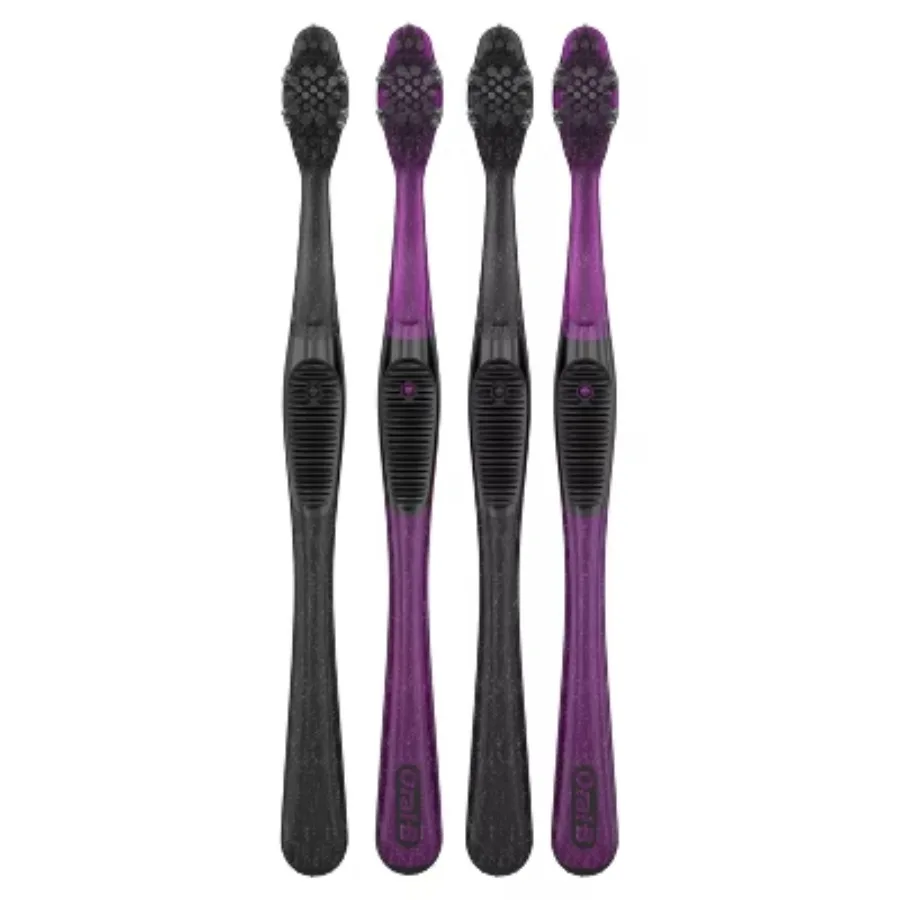 Отбеливающая зубная щетка с мягкой щетиной из активированного угля, удаляет пятна поверхности и отбеливает зубы в 1-й неделю, мягкая щетина