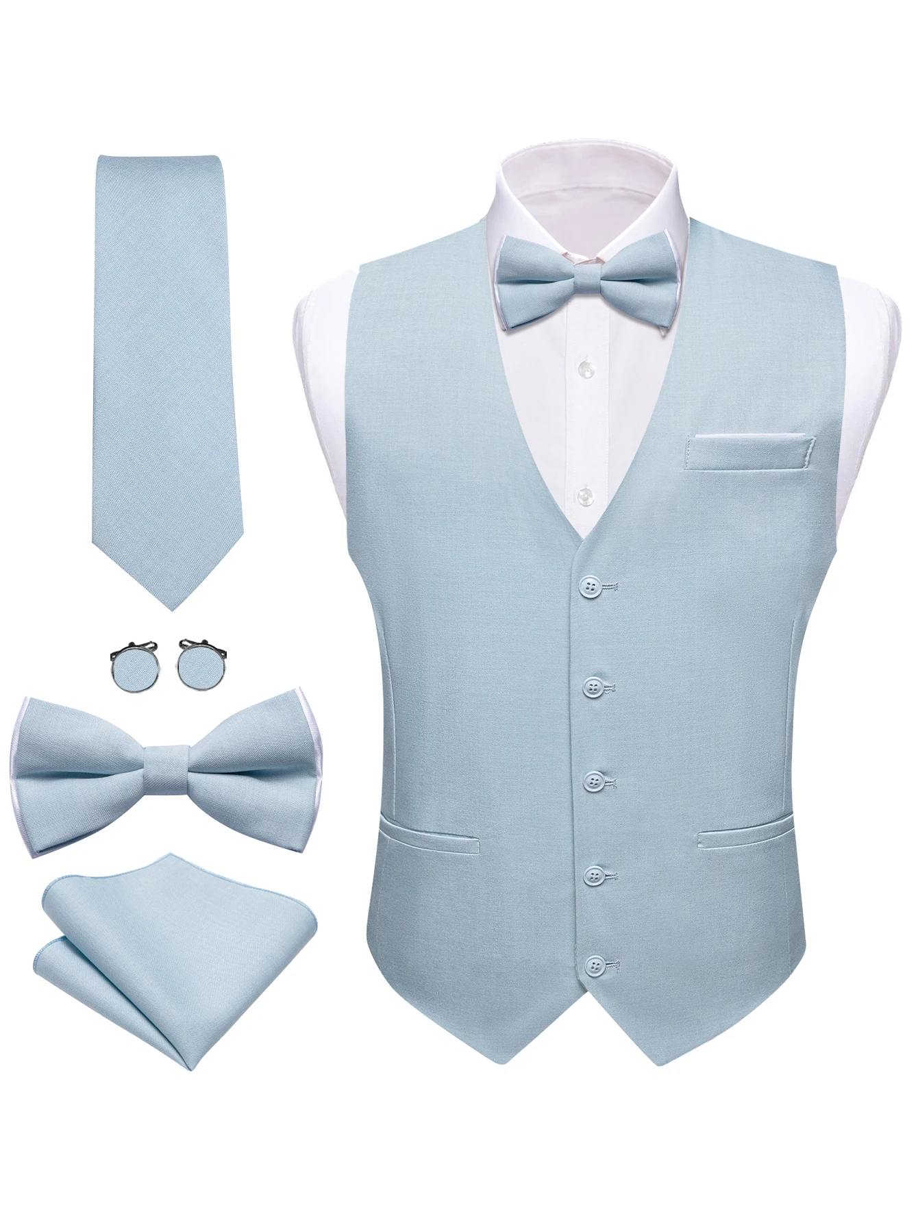 Men's 5-Piece Suit Set Vest/ tie/ bow tie/pocket handkerchief/cufflinks Complete set of formal and wedding accessories  Wedding