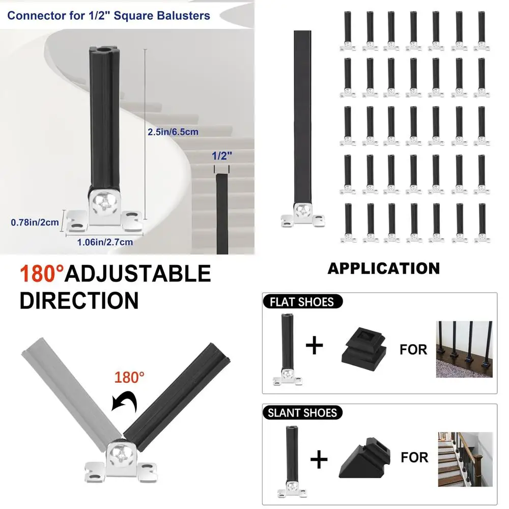 

Набор из 50 регулируемых квадратных балясин 1/2 дюйма для внутренних лестниц - гибкие и универсальные
