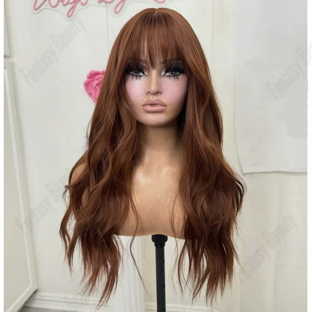 

Парик с фронтальной шнуровкой 360, 100% натуральные бразильские волосы Реми, естественная волна, имбирно-коричневый, без клея, с предварительно выщипанной линией роста волос, HD-шнуровка 5x5, для женщин