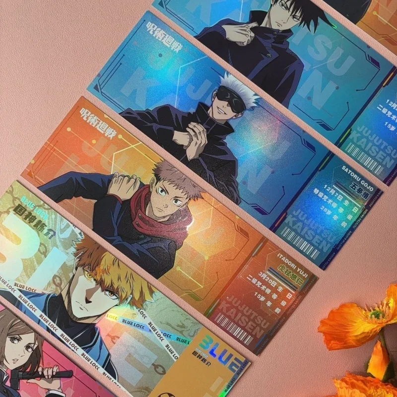 Jujutsu Kaisen Gojo Satoru Itadori Yuji animation peripheral laser ticket creative double-sided hot stamping bookmark stationery