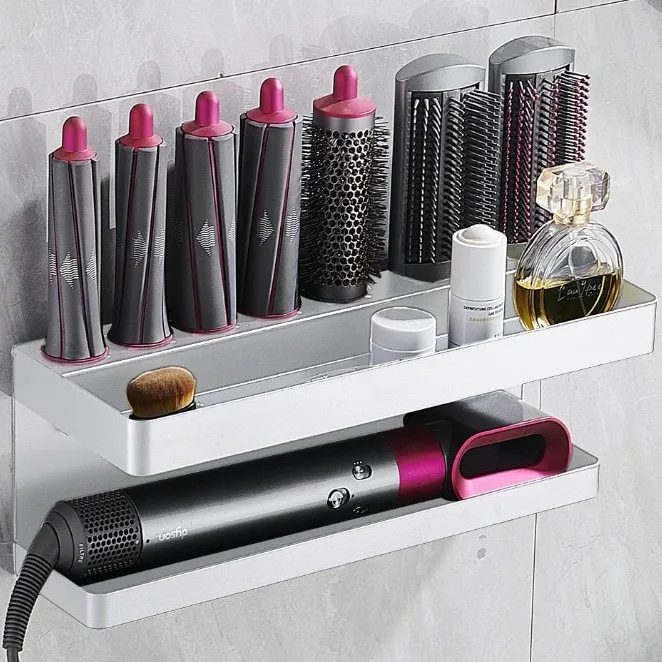 

Wall Mounted Storage Holder Compatible with Dyson Airwrap Storage Stand Rack Curling Iron Attachments and Complete Styler