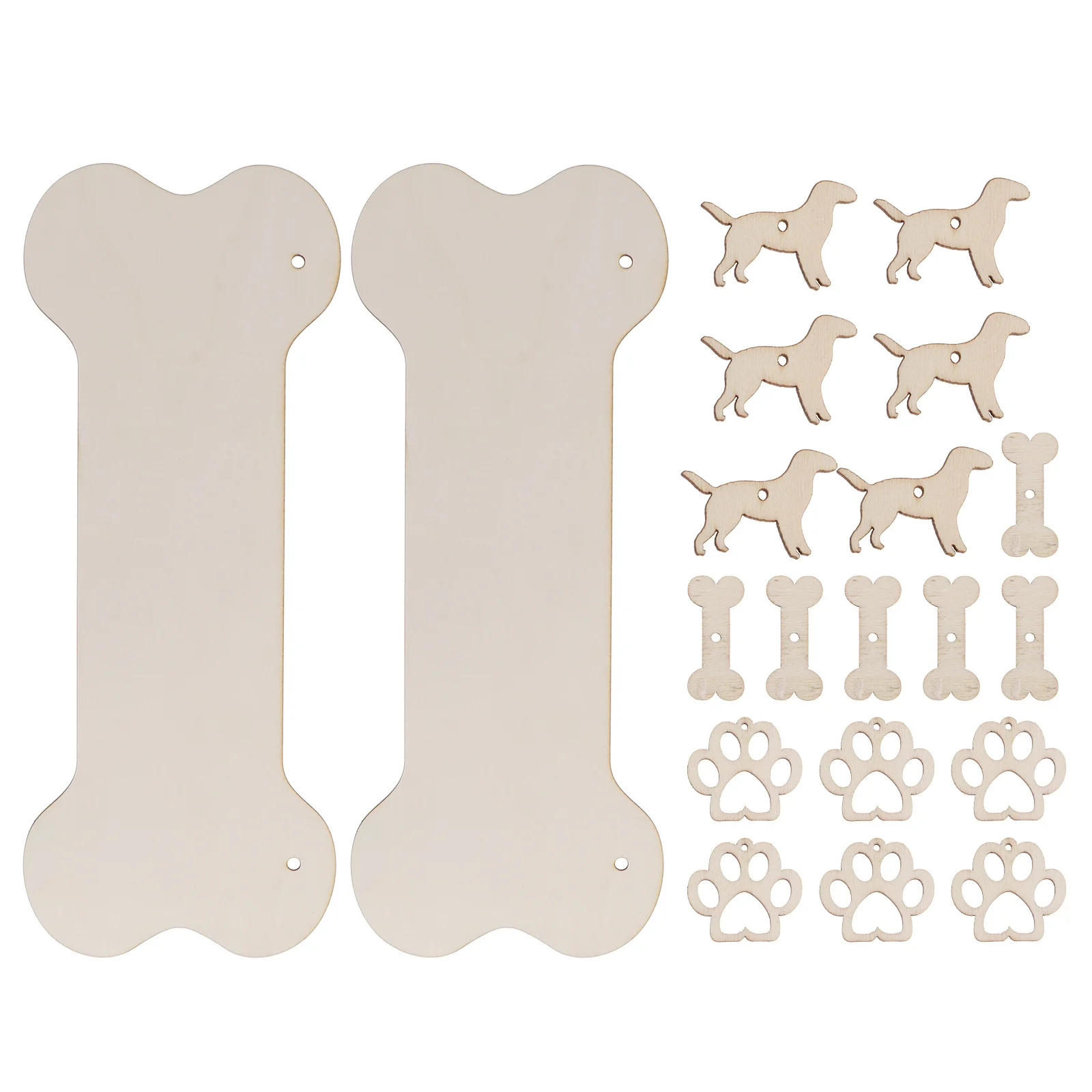 

20Pcs Blank Wood Sign Dog Bone Cutouts for Wall Door Window Hanging DIY Decorative Plaque Unfinished Natural Surface Easy to