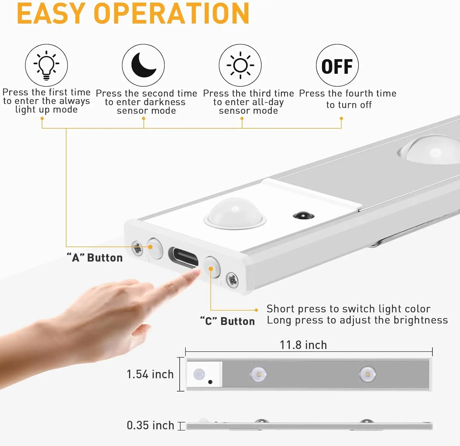 Xiaomi LED Strip Night Light With Motion Sensor Rechargeable USB Wall Lamp 3 Colors Wireless For Room Kitchen Stairs Lighting