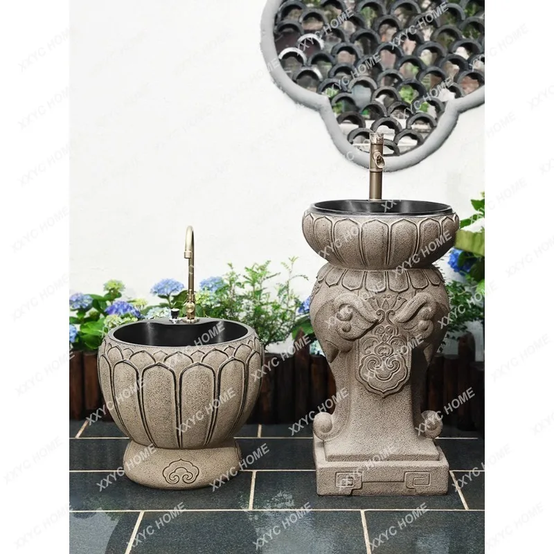 

Decoration Outdoor Creative B & B Elephant Wash Basin Integrated Pedestal Basin Sink Art Mop Pool