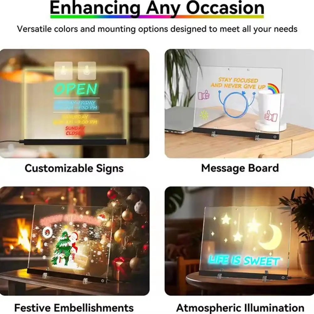 تابلت رسم LED قابل لإعادة الشحن، لوحة توهج متغيرة الألوان الحساسة باللمس، لوحة كتابة إبداعية يمكنك صنعها بنفسك، هدية عيد ميلاد عيد الميلاد #3