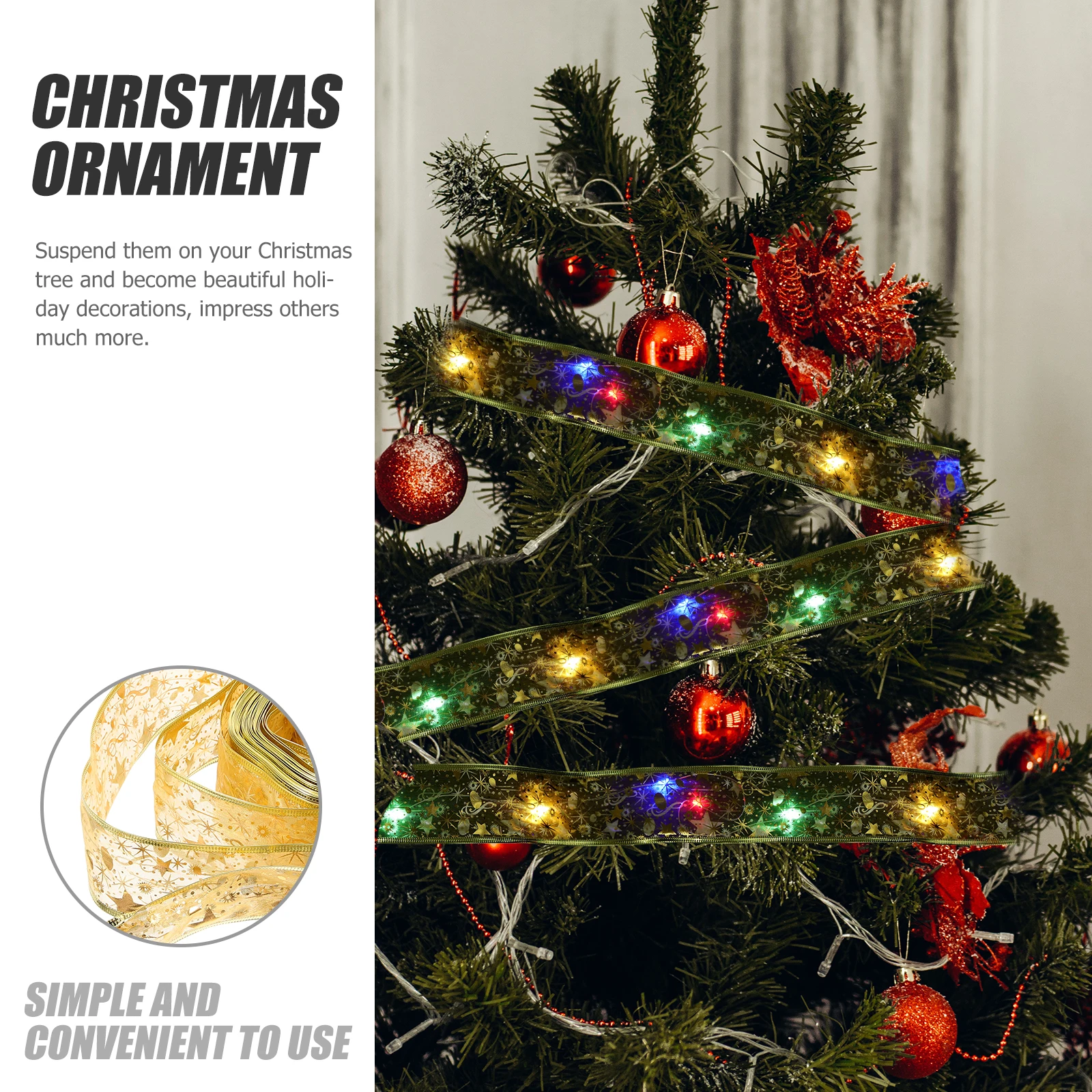 

100Leds Ribbon Light String Christmas Decoration Operated Xmas Party Lights Festival Supply Hanging Lamp For Tree Party