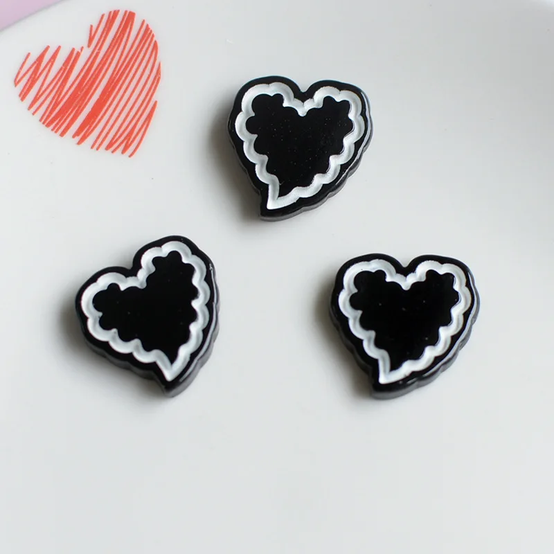 10pcs Kawaii 3D Black Bear Rabbit Heart Bowknot Resin Flatbacks Cabochons Craft Materials Ornaments for Crafts DIY Accessories