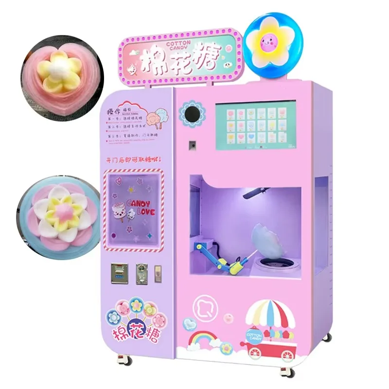 Commercial Flower Cotton Candy Vending Machine Automatic 36-Type Flower 4 Flavor Manufacturer Sale Cotton Candy Vending Machine