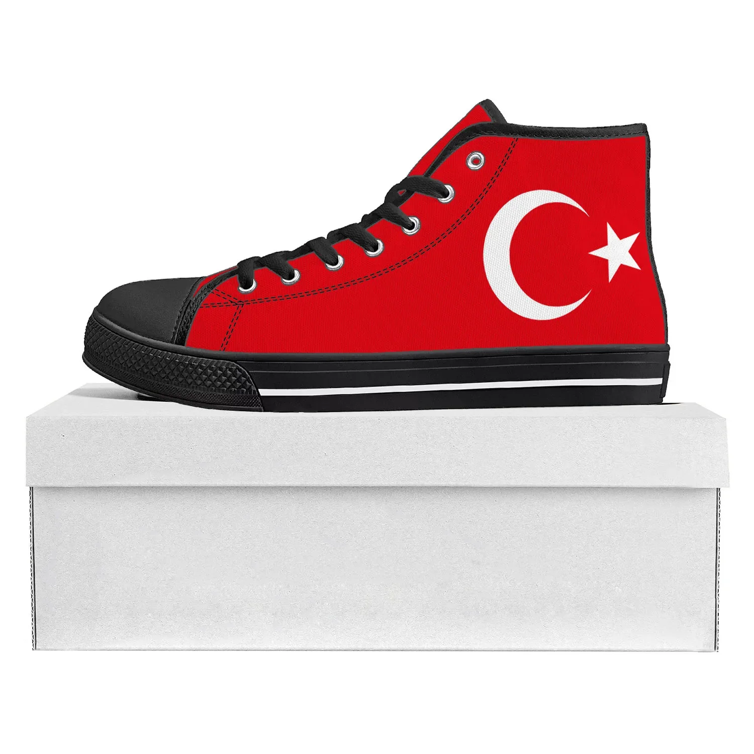 Turkish Flag High Top High Quality Sneakers Mens Womens Teenager Canvas Sneaker Turkey Casual Couple Shoes Custom Shoe