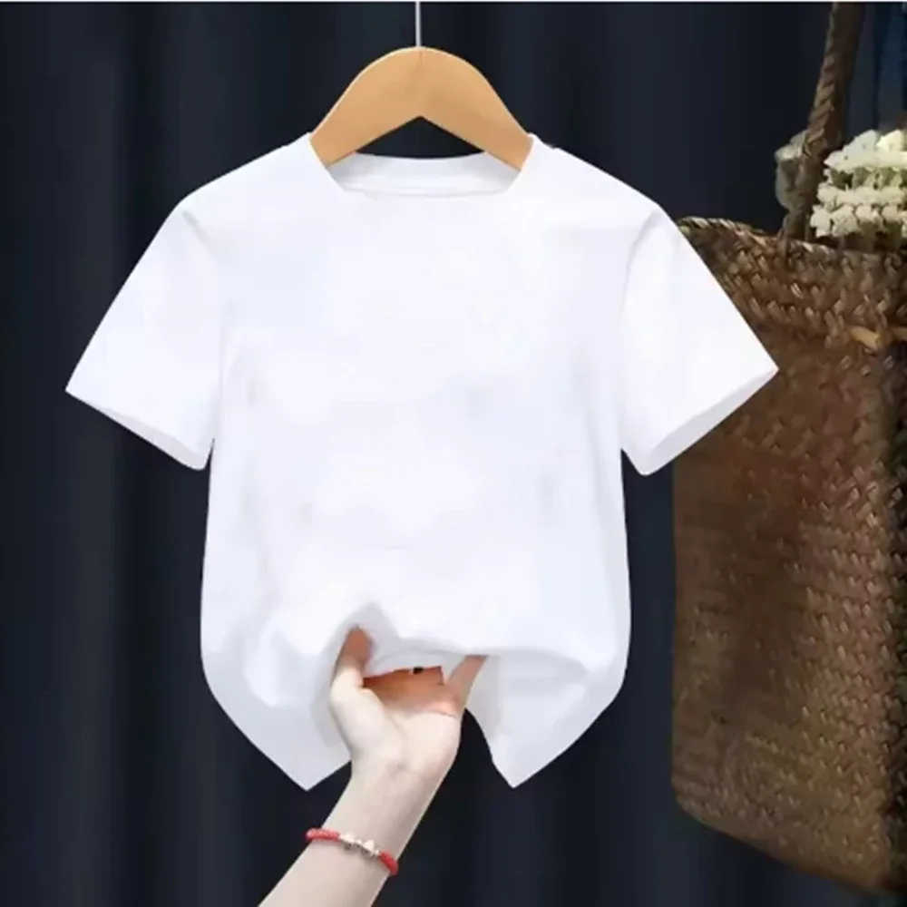 

Summer T-shirt Boys/Girls Tshirt Children's Age 3-12 Round Neck Short Sleeved Top+Shorts Casual Solid Color Tee White Black Red