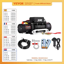 VEVOR Winch 12V 13500lbs Electric Truck Winch Synthetic Rope with Remote Control For 4X4 Car Trailer ATV Truck Off Road Boat