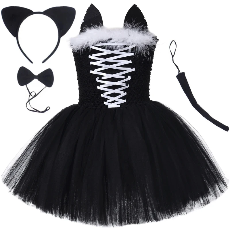 

✿2026✿Black Cat Tutu Dress for Girls Carnival Halloween Costumes for Kids Toddler Animal Cosplay Outfit for Birthday Party Clot✿