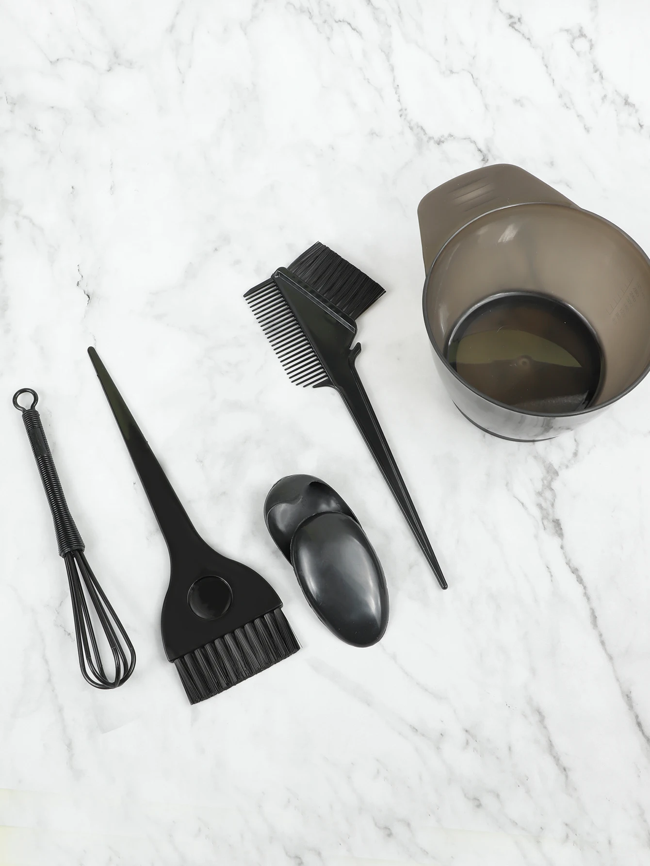 Black 6 Pcs Hair Dye Mixing Bowls Hair Coloring Tool Set Safe Plastic Smooth for Home Salon