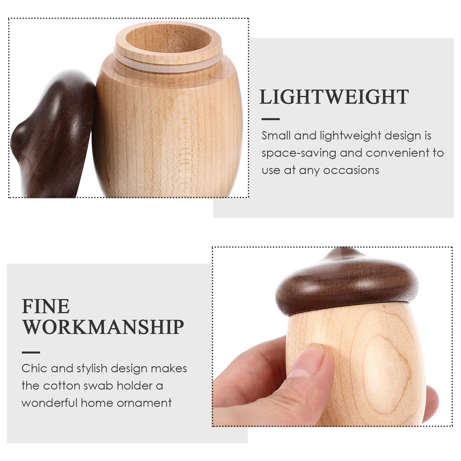 

Delicate Pegwood Cotton Bud Holder Premium Wood Material Toothpick Dispenser Household Tabletop Cotton Swab Container Stylish