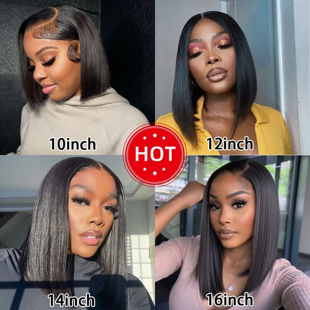 BOB Straight Wigs 200 Density 13x4 5X5 HD Transparent Lace Front Human 100% Natural Brazilian Hair Frontal Wigs