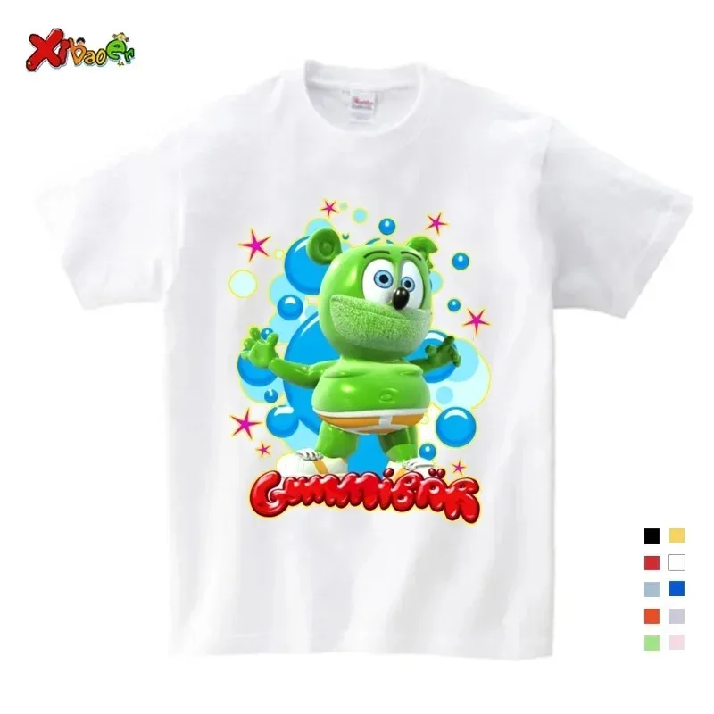 Boy T-shirt Size 3-14T Baby Boy Girl Gummy Bear T-shirt Cartoon funny casual children's wear Summer Harajuku children's wear