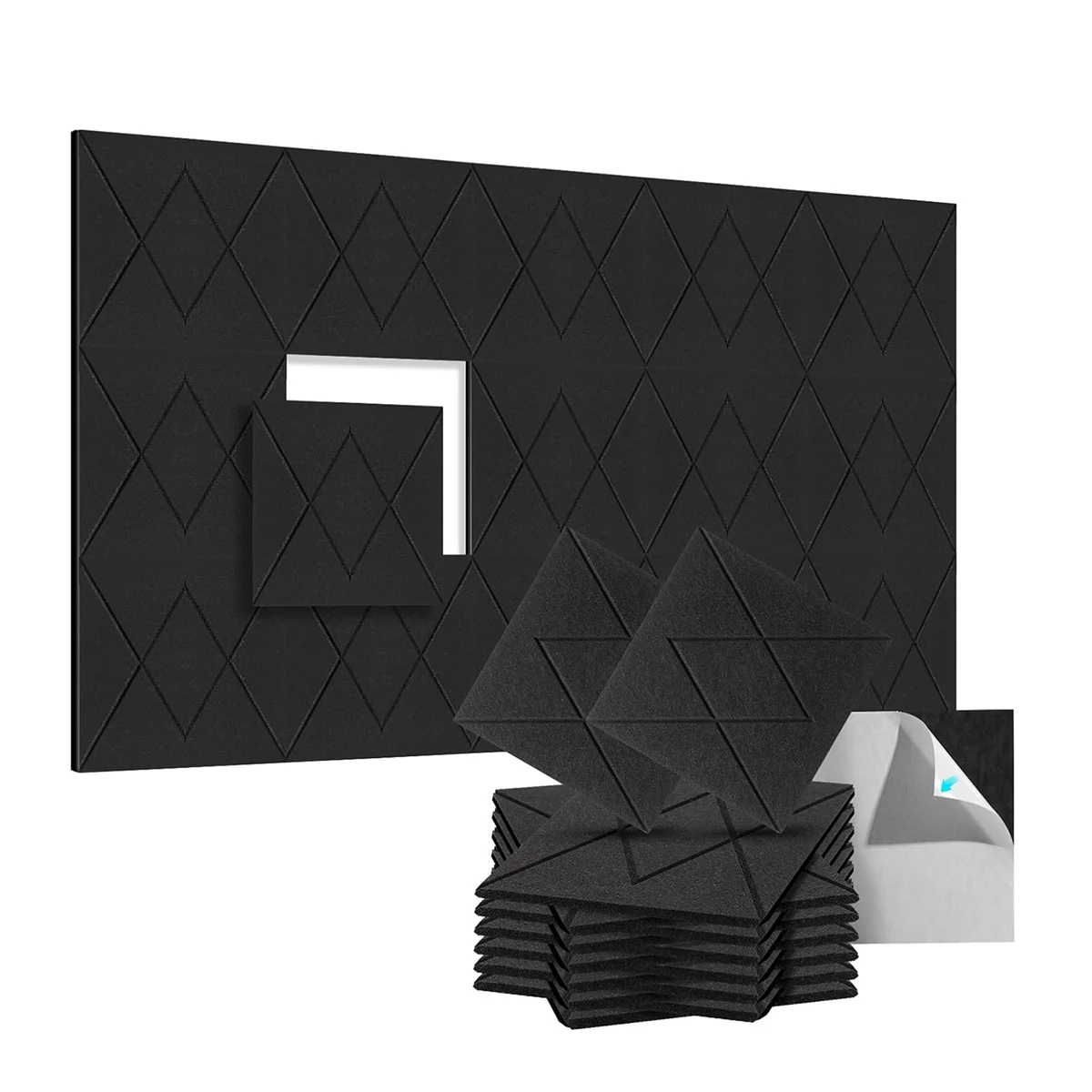 

12 упаковок акустических пенопластовых панелей 12x12x0,4 дюйма, самоклеящиеся звукоизоляционные стеновые панели, для стен дома, офиса -C