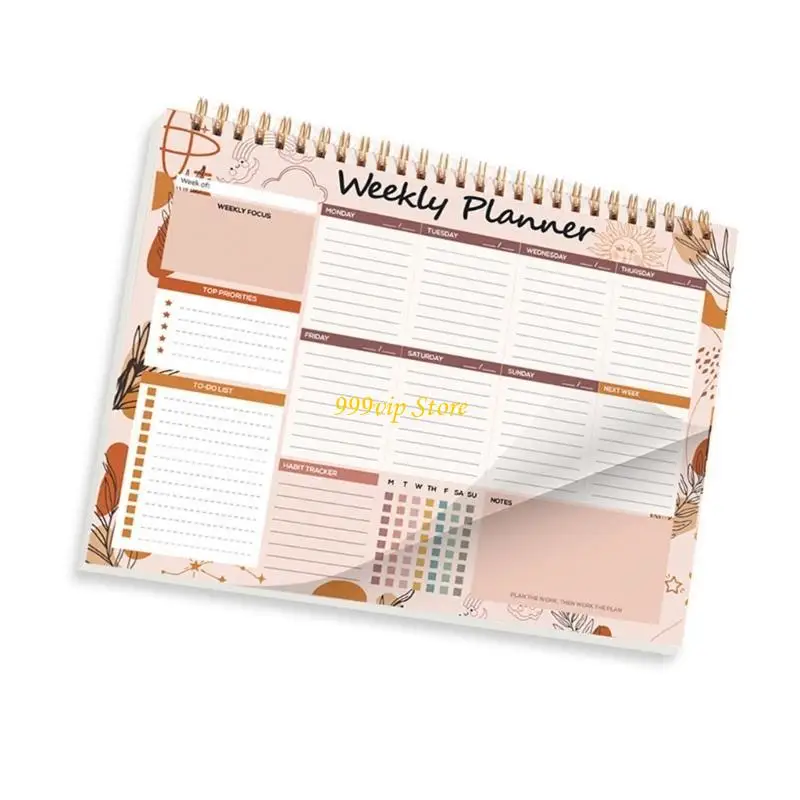 C90C Notebook Planner Weekly Planner 104 หน้าไม่ระบุวันที่สำหรับครูนักเรียน Twin Coil Binding