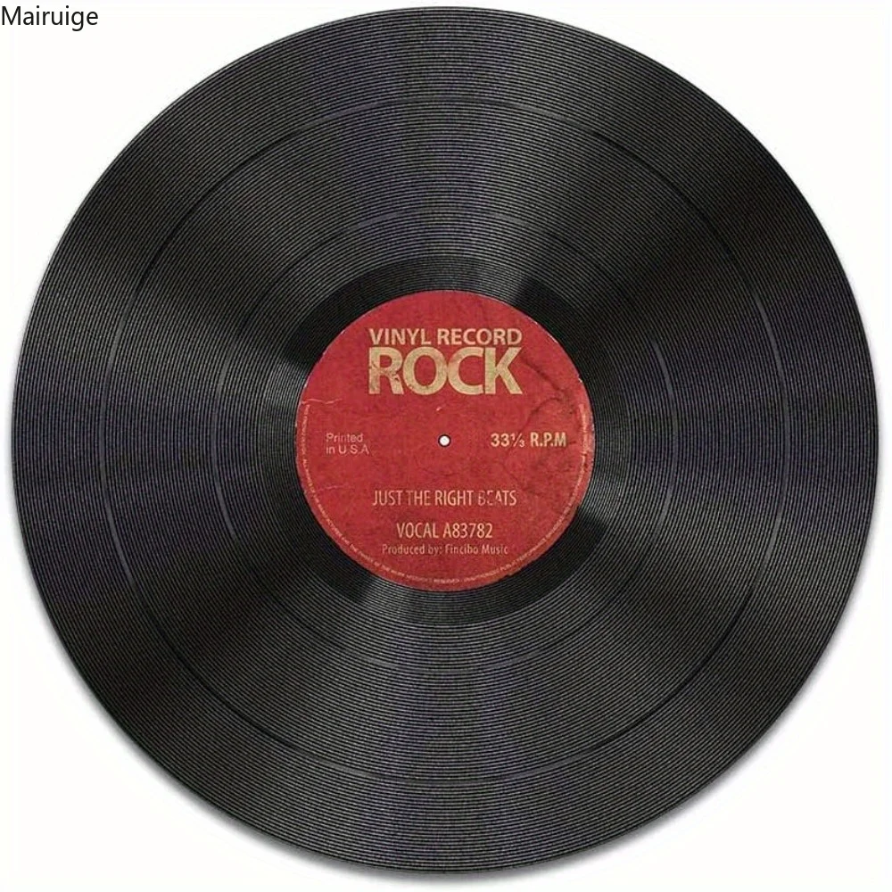 Non-slip Round Mouse Pad, Retro Vinyl Red Mouse Pad, Suitable for Home, Office and Game Desk RUG