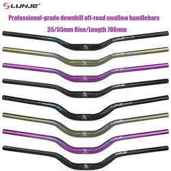 LUNJE Mountain Bike Handlebar Dayan Speed Drop Off Road 35/55 High 780mm Reflective Label,Suitable for AM/DH/XC Off-road Riding