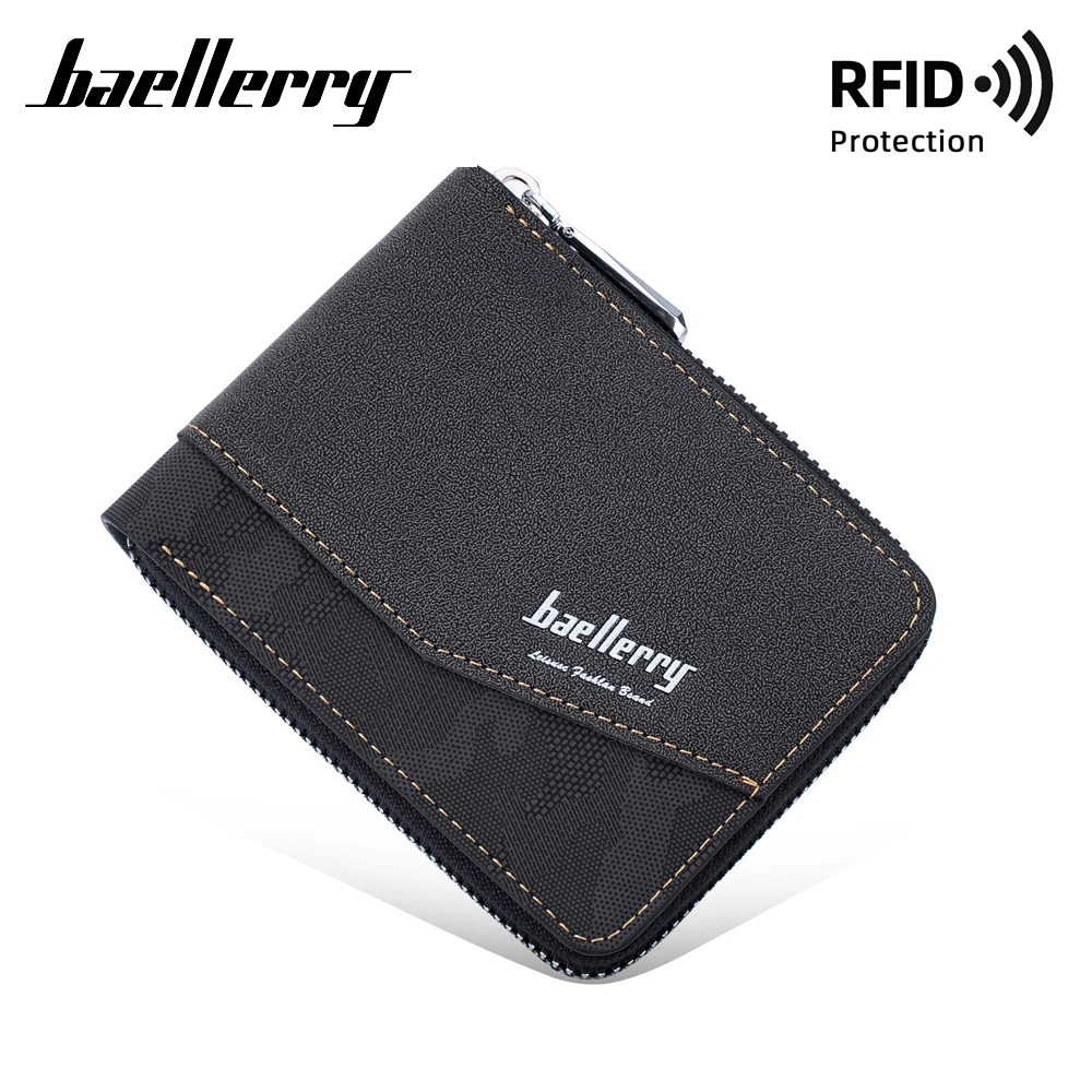 

Baellerry RFID New Men Short Wallets High Quality PU Coin Pocket Simple Male Purse Classic Card Holder Men Wallet Clutch