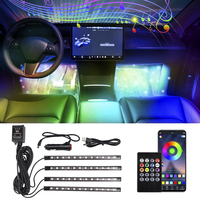 Neon 36 48 72 LED Car Interior Decorative Foot Lamps Strips With USB Wireless Remote Music APP Control Auto RGB Atmosphere Light