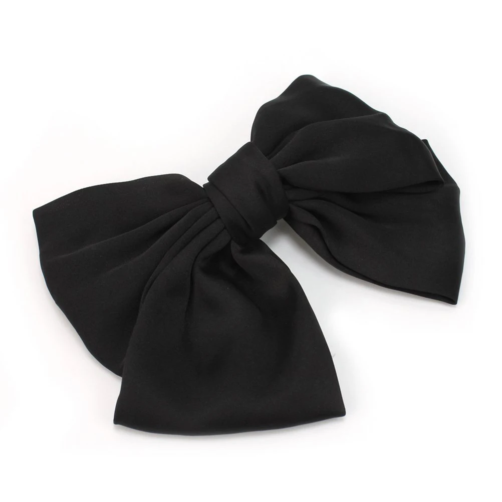

Black 22x13cm Bowknot Hair Clip Satin Stainless Steel Women Girls Hairpin Decorative Accessories Easy Elegant Hair Styling