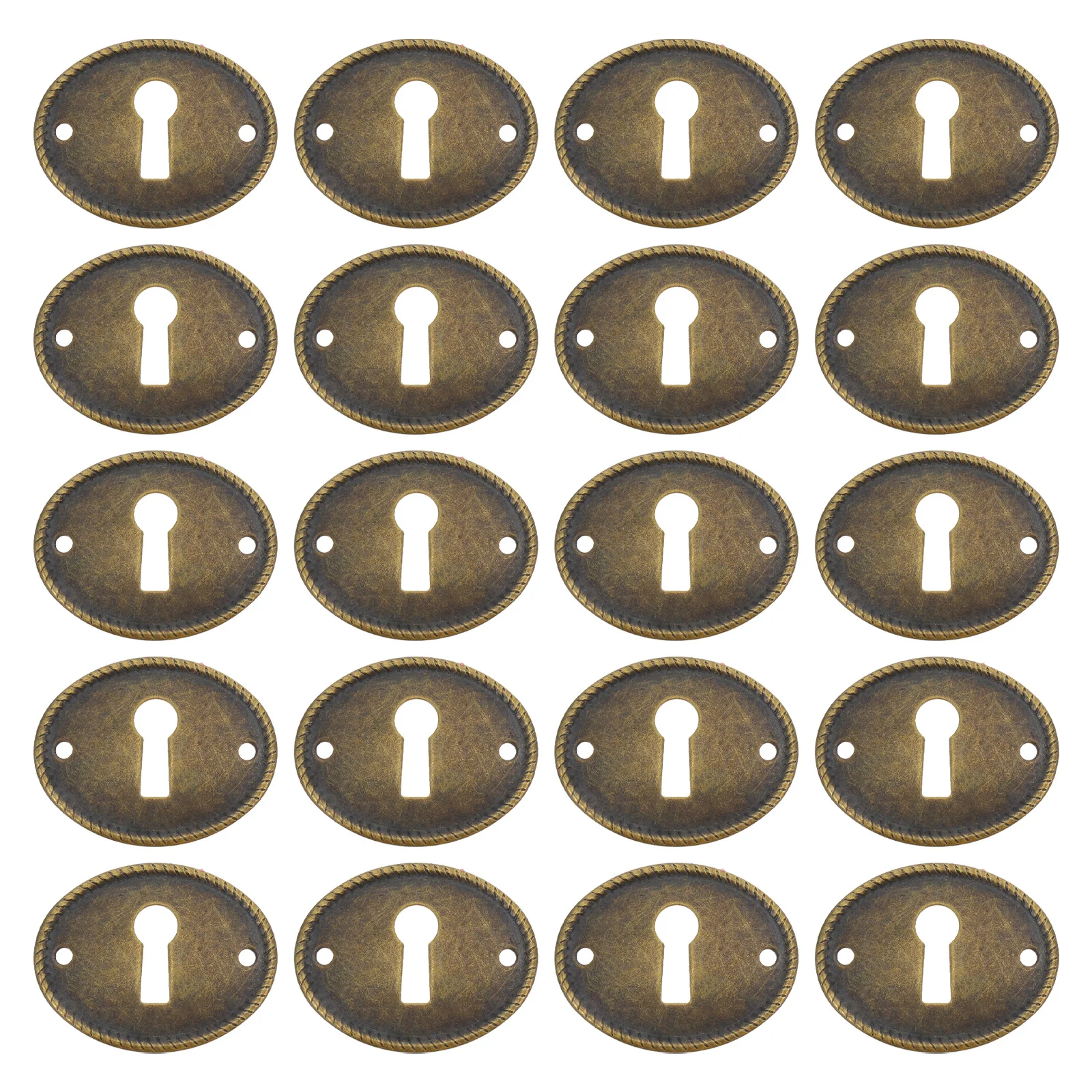 

20Pcs Retro Decorative Iron Plate Oval Plated Finish Keyhole Cover for Furniture Cabinet Door Drawer Desk Box Decorative Keyhole
