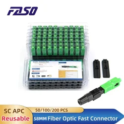 sc apc SM Single Mode Optical Connector sc fiber connector FTTH Tool Cold Connector Tool SC UPC Fiber 50 100 200 pcs