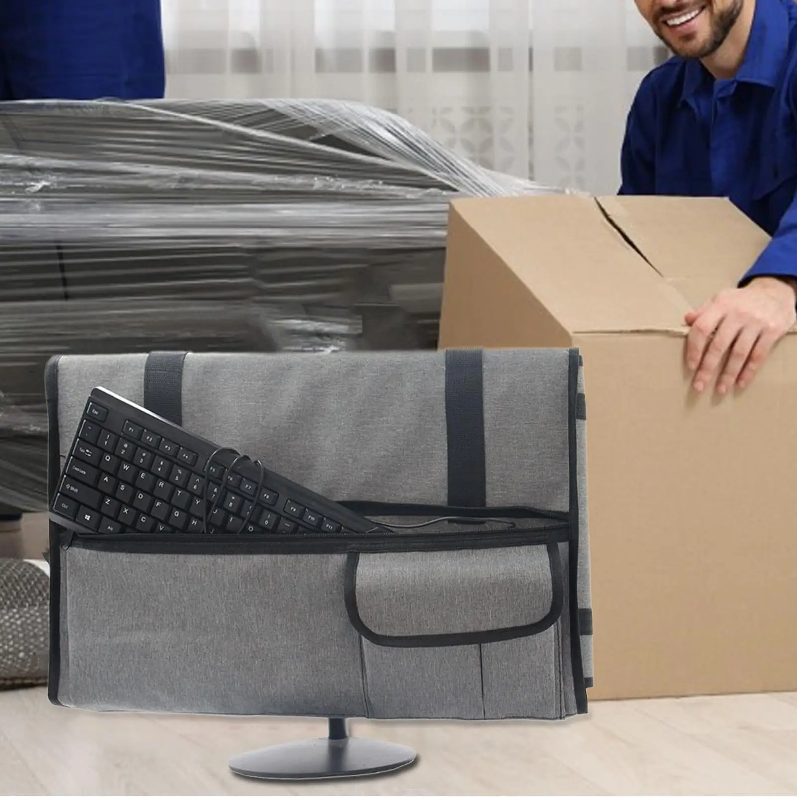 

Monitor Travel Case Protective Monitor Travel Carrying Case Adjustable Sleeve With Flannel Lining Computer Accessories Transport