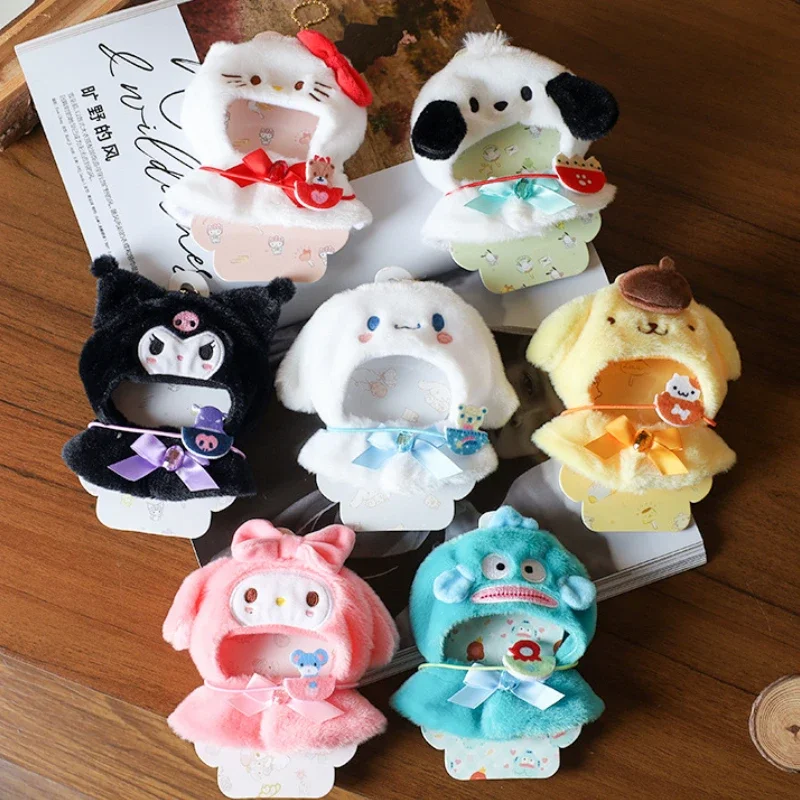 طقم ملابس أطفال قطيفة Kawaii Sanrioed Hellokitty Melody Kuromi Cinnamoroll ، رأس ياباني لطيف معلق ، هدية سلسلة مفاتيح