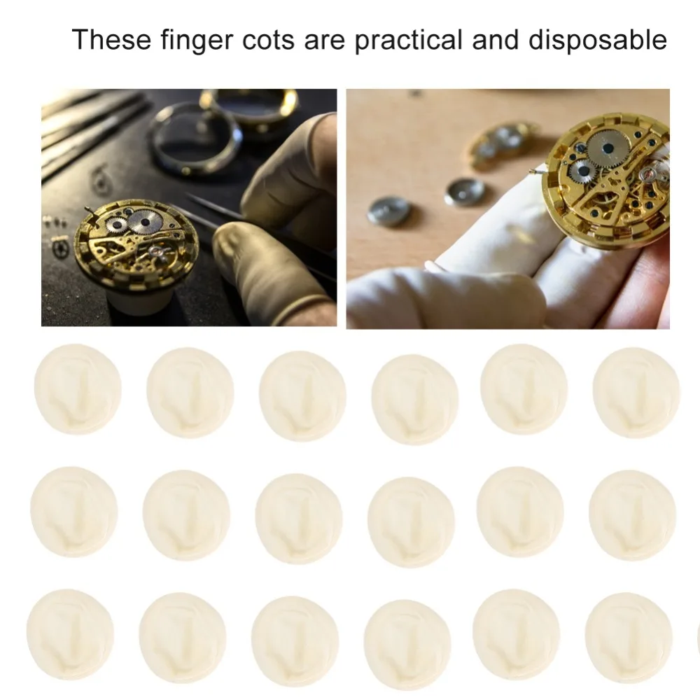 100Pcs Practical Emulsion Finger Cots White 2 * 2 * 0.2cm Fingertip Covers Finger Protectors Electronic Repair