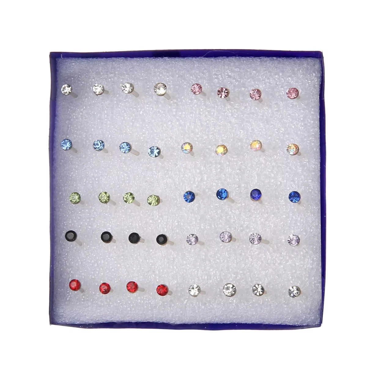 20 Pairs Multicolored Rhinestone Stud Earrings Set For Women Men Minimalist Crystal Round Piercing Earrings Party Daily Jewelry