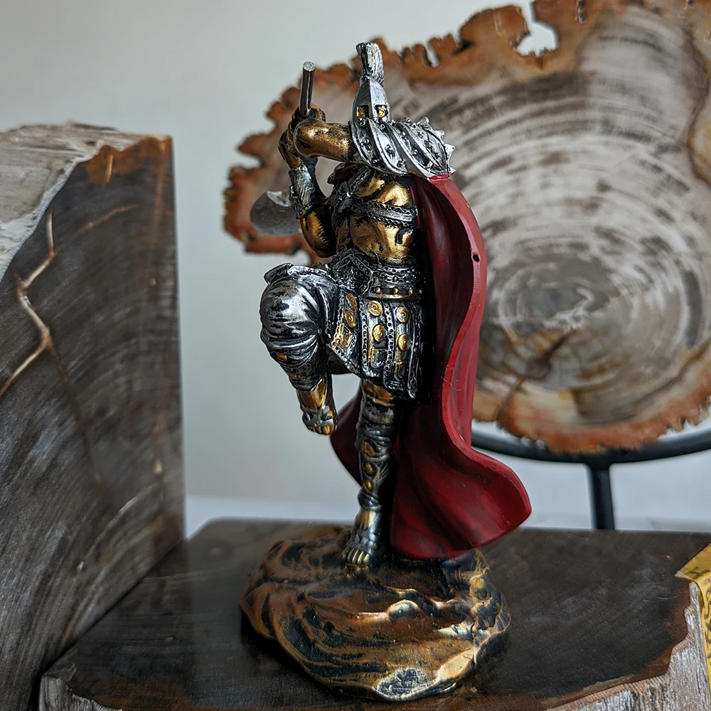 Greek Spartan Soldier Figurine with Axe Resin Miniature for Office Tabletop Home Decoration Collectible Decor