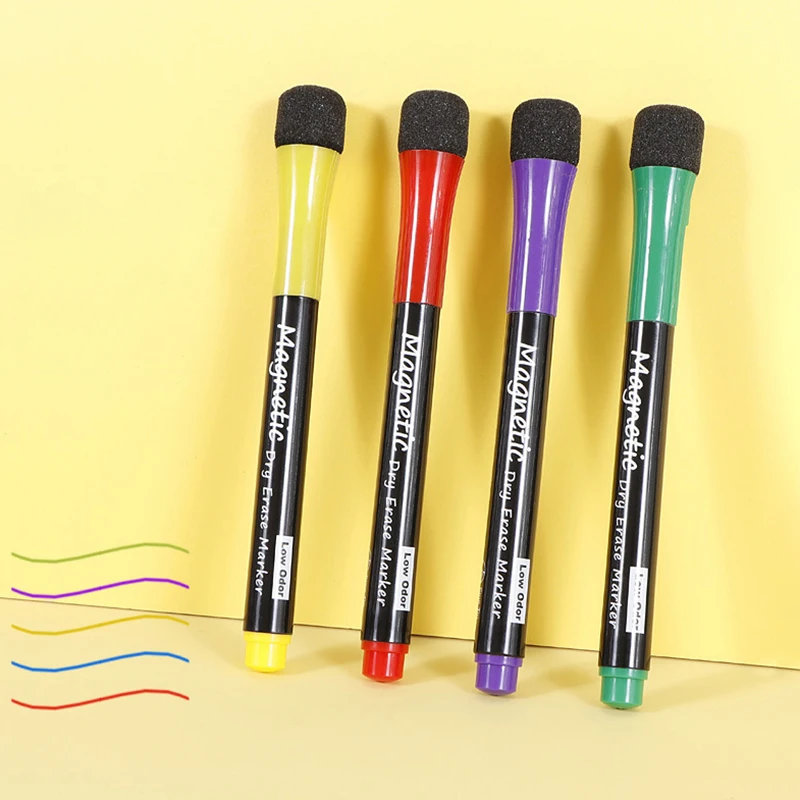 1 Set 12 Kleuren School Klaslokaal Whiteboard Pen Sneldrogend White Board Markers Ingebouwde Gum Kinderen Tekening Pen Briefpapier