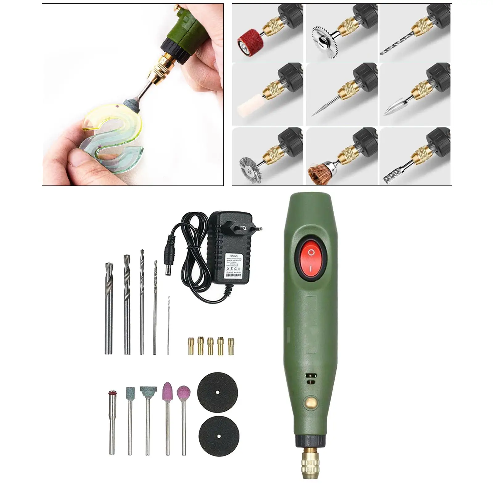 Mini Rotary Tool Grinder Set with Engraving Pen and Sanding Discs for Polishing Drilling Cutting Milling Trimming on Metal