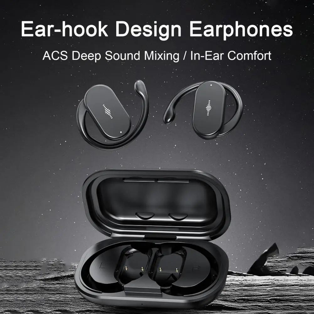 1 Set Bluetooth-compatible Earphone Air Conduction Ear-hanging Wireless Earbuds Bilateral Stereo Sound Headphones for Call