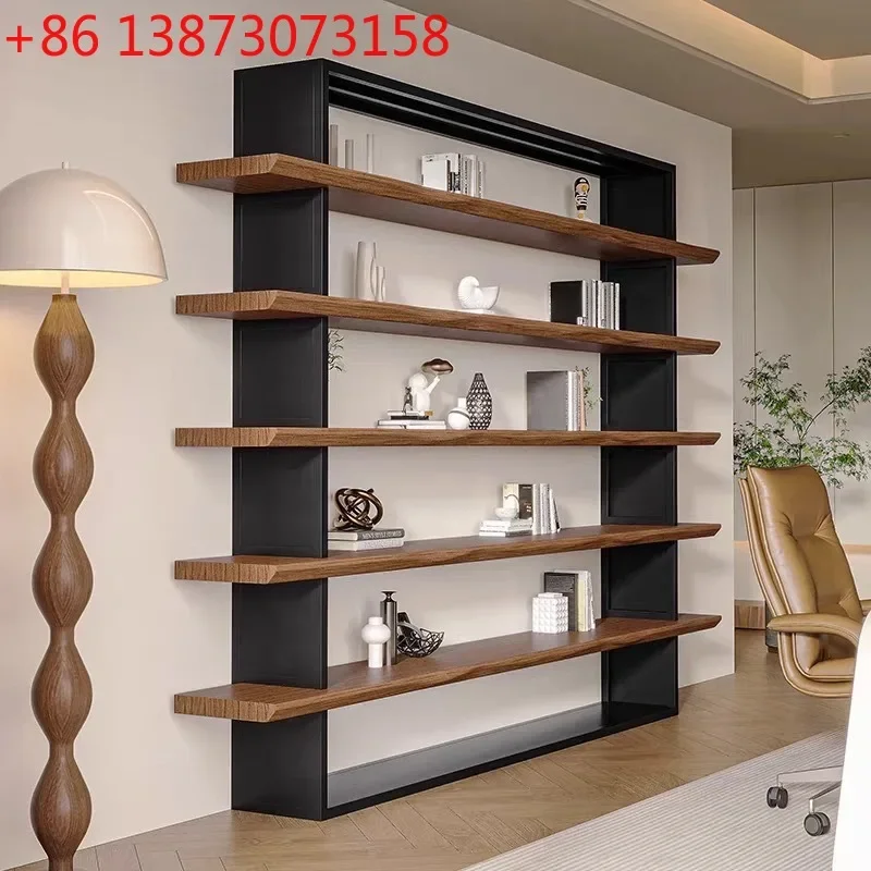 Solid wood wall shelf study living room multi-layer display storage shelf